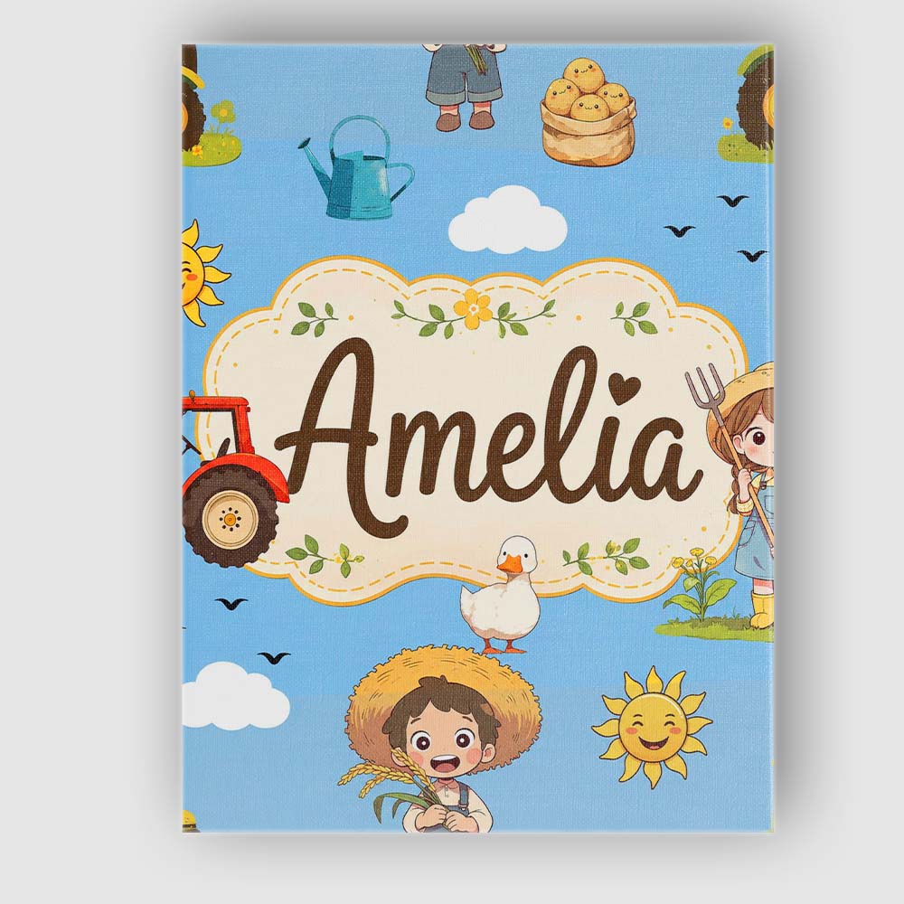 Personalised Name Cute Farm Scene Tractor Custom  Unique Gift Idea Elegant Feature Canvas Wall Art Print Decor Picture Ready to Hang