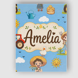 Personalised Name Cute Farm Scene Tractor Custom  Unique Gift Idea Elegant Feature Canvas Wall Art Print Decor Picture Ready to Hang