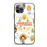 Cute Farm Tractor Duck Girl with Clouds White Custom Name Protective Phone Case Mobile Cover Durable Everyday Smartphone Shock Resistant