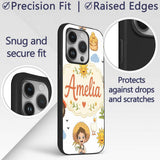 Cute Farm Tractor Duck Girl with Clouds White Custom Name Protective Phone Case Mobile Cover Durable Everyday Smartphone Shock Resistant