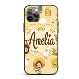 Cute Farm Tractor Duck Girl with Clouds Beige Custom Name Protective Phone Case Mobile Cover Durable Everyday Smartphone Shock Resistant