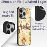 Cute Farm Tractor Duck Girl with Clouds Beige Custom Name Protective Phone Case Mobile Cover Durable Everyday Smartphone Shock Resistant