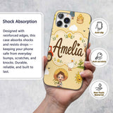 Cute Farm Tractor Duck Girl with Clouds Beige Custom Name Protective Phone Case Mobile Cover Durable Everyday Smartphone Shock Resistant