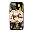 Cute Farm Animals Girl Pig Cow Chicken Black Custom Name Protective Phone Case Mobile Cover Durable Everyday Smartphone Shock Resistant