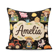 Custom Name Farm Animals Girl Pig Cow Black Background Seamless Square Filled Cushion Throw Pillow Sofa Bed Home Decor Zip Washable UK Made