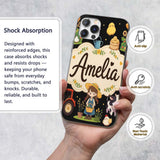 Cute Farm Animals Girl Pig Cow Chicken Black Custom Name Protective Phone Case Mobile Cover Durable Everyday Smartphone Shock Resistant