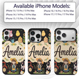 Cute Farm Animals Girl Pig Cow Chicken Black Custom Name Protective Phone Case Mobile Cover Durable Everyday Smartphone Shock Resistant