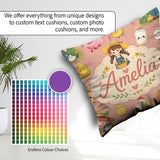 Custom Name Farm Animals Girl Pig Cow Peach Background Seamless Square Filled Cushion Throw Pillow Sofa Bed Home Decor Zip Washable UK Made