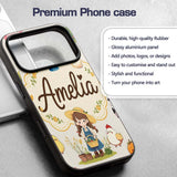 Cute Farm Animals Girl Pig Cow Chicken Cream Custom Name Protective Phone Case Mobile Cover Durable Everyday Smartphone Shock Resistant