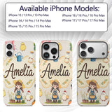 Cute Farm Animals Girl Pig Cow Chicken Cream Custom Name Protective Phone Case Mobile Cover Durable Everyday Smartphone Shock Resistant