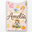 Cute Farm Animals Girl Pig Cow Chicken Soft Pink Background Seamless  Personalised Custom Name Super Soft Fleece Blanket Bed Sofa Throw