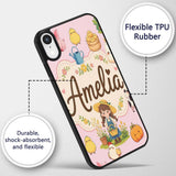 Cute Farm Animals Girl Pig Cow Chicken Soft Pink Custom Name Protective Phone Case Mobile Cover Durable Everyday Smartphone Shock Resistant