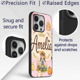 Cute Farm Animals Girl Pig Cow Chicken Soft Pink Custom Name Protective Phone Case Mobile Cover Durable Everyday Smartphone Shock Resistant