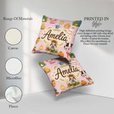 Custom Name Farm Animals Girl Pig Cow Chicken Soft Pink Seamless Square Filled Cushion Throw Pillow Sofa Bed Home Decor Zip Washable UK Made