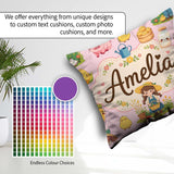 Custom Name Farm Animals Girl Pig Cow Chicken Soft Pink Seamless Square Filled Cushion Throw Pillow Sofa Bed Home Decor Zip Washable UK Made