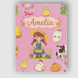 Personalised Name Cute Farm Girl Pig Cow Custom  Unique Gift Idea Elegant Feature Canvas Wall Art Print Decor Picture Ready to Hang