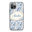 Blue Jay Bird Floral Garden Detailed Botanical Custom Name Protective Phone Case Mobile Cover Durable Everyday Smartphone Shock Resistant