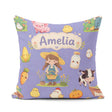 Custom Name Farm Girl Pig Cow Chicken Corn Milk Purple Seamless Square Filled Cushion Throw Pillow Sofa Bed Home Decor Zip Washable UK Made