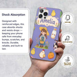 Cute Farm Girl Pig Cow Chicken Corn Milk Purple Custom Name Protective Phone Case Mobile Cover Durable Everyday Smartphone Shock Resistant