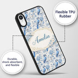 Blue Jay Bird Floral Garden Detailed Botanical Custom Name Protective Phone Case Mobile Cover Durable Everyday Smartphone Shock Resistant