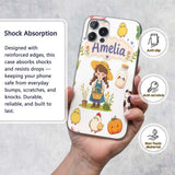Cute Farm Girl Pig Cow Chicken Corn Milk White Custom Name Protective Phone Case Mobile Cover Durable Everyday Smartphone Shock Resistant