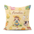 Custom Name Farm Girl Pig Cow Chicken Corn Milk Yellow Seamless Square Filled Cushion Throw Pillow Sofa Bed Home Decor Zip Washable UK Made