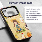Cute Farm Girl Pig Cow Chicken Corn Milk Yellow Custom Name Protective Phone Case Mobile Cover Durable Everyday Smartphone Shock Resistant