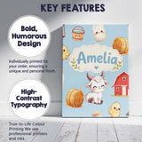 Personalised Name Cute Farm Goat Barn Hay Custom  Unique Gift Idea Elegant Feature Canvas Wall Art Print Decor Picture Ready to Hang