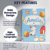 Personalised Name Cute Farm Goat Barn Hay Custom  Unique Gift Idea Elegant Feature Canvas Wall Art Print Decor Picture Ready to Hang