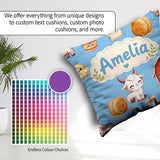 Custom Name Cute Farm Goat Barn Hay Bale Chick Sky Blue Seamless Square Filled Cushion Throw Pillow Sofa Bed Home Decor Zip Washable UK Made
