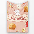 Cute Farm Goat Barn Hay Bale Chick Peach Background Seamless Pattern  Personalised Custom Name Super Soft Fleece Blanket Bed Sofa Throw