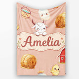 Cute Farm Goat Barn Hay Bale Chick Peach Background Seamless Pattern  Personalised Custom Name Super Soft Fleece Blanket Bed Sofa Throw