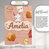 Cute Farm Goat Barn Hay Bale Chick Peach Background Seamless Pattern  Personalised Custom Name Super Soft Fleece Blanket Bed Sofa Throw