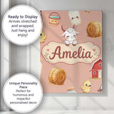 Personalised Name Cute Farm Goat Barn Hay Custom  Unique Gift Idea Elegant Feature Canvas Wall Art Print Decor Picture Ready to Hang