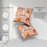Custom Name Farm Goat Barn Hay Bale Chick Peach Seamless Pattern Square Filled Cushion Throw Pillow Sofa Bed Home Decor Zip Washable UK Made
