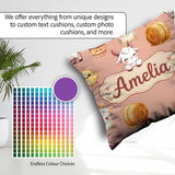 Custom Name Farm Goat Barn Hay Bale Chick Peach Seamless Pattern Square Filled Cushion Throw Pillow Sofa Bed Home Decor Zip Washable UK Made