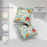Custom Name Cute Farm Goat Barn Hay Bale Chick Milk Bucket Teal Square Filled Cushion Throw Pillow Sofa Bed Home Decor Zip Washable UK Made