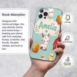 Cute Farm Goat Barn Hay Bale Chick Milk Bucket Custom Name Protective Phone Case Mobile Cover Durable Everyday Smartphone Shock Resistant