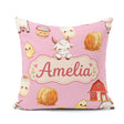 Custom Name Cute Farm Goat Barn Hay Bale Chick Milk Bucket Pink Square Filled Cushion Throw Pillow Sofa Bed Home Decor Zip Washable UK Made