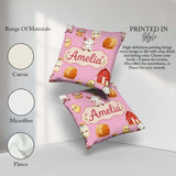 Custom Name Cute Farm Goat Barn Hay Bale Chick Milk Bucket Pink Square Filled Cushion Throw Pillow Sofa Bed Home Decor Zip Washable UK Made