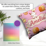 Custom Name Cute Farm Goat Barn Hay Bale Chick Milk Bucket Pink Square Filled Cushion Throw Pillow Sofa Bed Home Decor Zip Washable UK Made