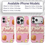 Cute Farm Goat Barn Hay Bale Chick Milk Bucket Custom Name Protective Phone Case Mobile Cover Durable Everyday Smartphone Shock Resistant