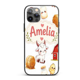 Cute Farm Goat Barn Hay Bale Chick Milk Bucket Custom Name Protective Phone Case Mobile Cover Durable Everyday Smartphone Shock Resistant