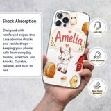 Cute Farm Goat Barn Hay Bale Chick Milk Bucket Custom Name Protective Phone Case Mobile Cover Durable Everyday Smartphone Shock Resistant