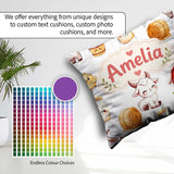 Custom Name Cute Farm Goat Barn Hay Bale Chick Milk Bucket Grey Square Filled Cushion Throw Pillow Sofa Bed Home Decor Zip Washable UK Made