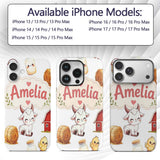 Cute Farm Goat Barn Hay Bale Chick Milk Bucket Custom Name Protective Phone Case Mobile Cover Durable Everyday Smartphone Shock Resistant