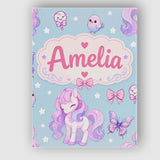 Personalised Name Cute Pastel Unicorn Custom Modern Room Accent Creative Decorator Style Canvas Wall Art Print Decor Picture Ready to Hang