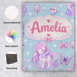 Personalised Name Cute Pastel Unicorn Custom Modern Room Accent Creative Decorator Style Canvas Wall Art Print Decor Picture Ready to Hang