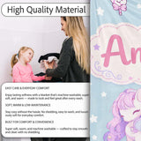 Cute Pastel Unicorn Butterfly Candy Stars Blue Background Seamless  Personalised Custom Name Super Soft Fleece Blanket Bed Sofa Throw