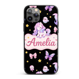 Cute Pastel Unicorn Butterfly Candy Stars Black Custom Name Protective Phone Case Mobile Cover Durable Everyday Smartphone Shock Resistant